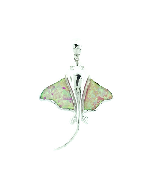Silver and pink opal bat Ray pendant