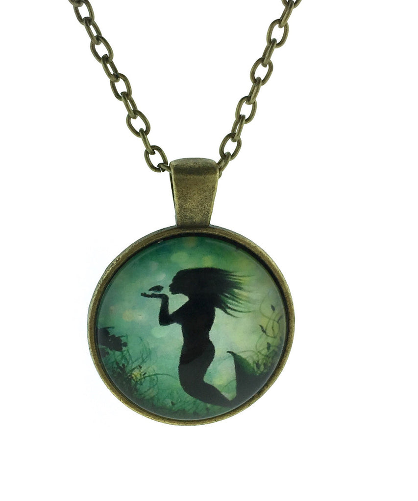 Alterimage Jewelry Mermaid Glow in The Dark Necklaces 3 Pack Green Blue & Sky Blue Includes UV Light