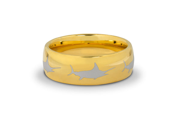 6MM Gold Marlin Tungsten Ring