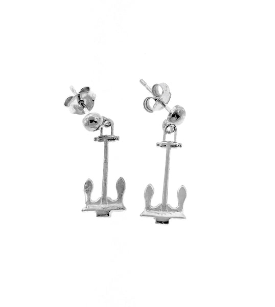 Silver Reef Collection navy anchor earrings