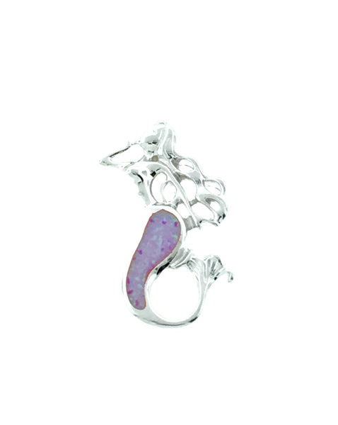 Silver and pink opal mermaid pendant