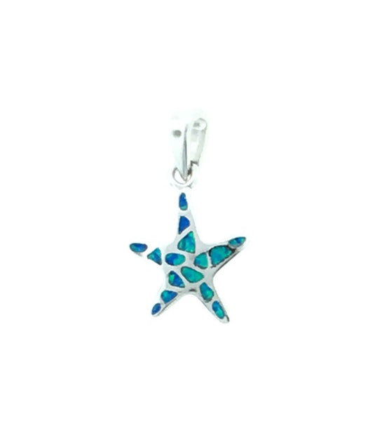 Silver and opal star fish pendant