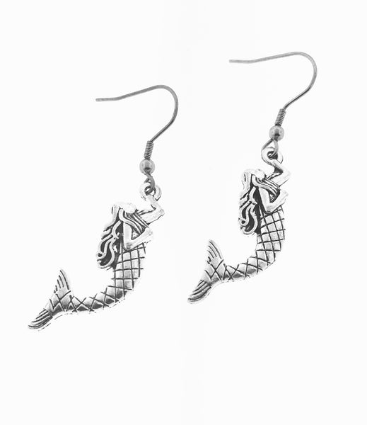 Silver mermaid earrings