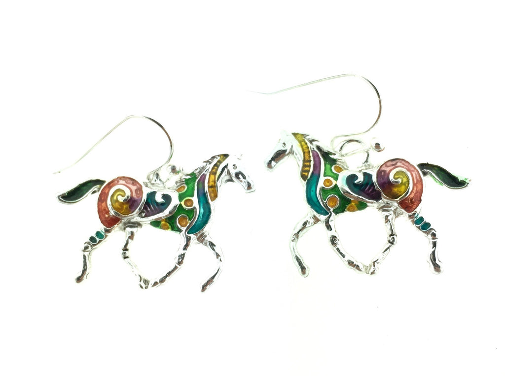 Multi colored horse earrings