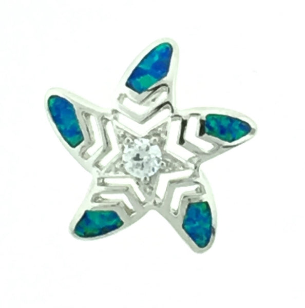 Silver opal starfish pendant