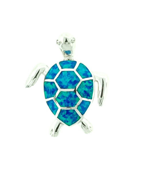 Silver and opal turtle pendant