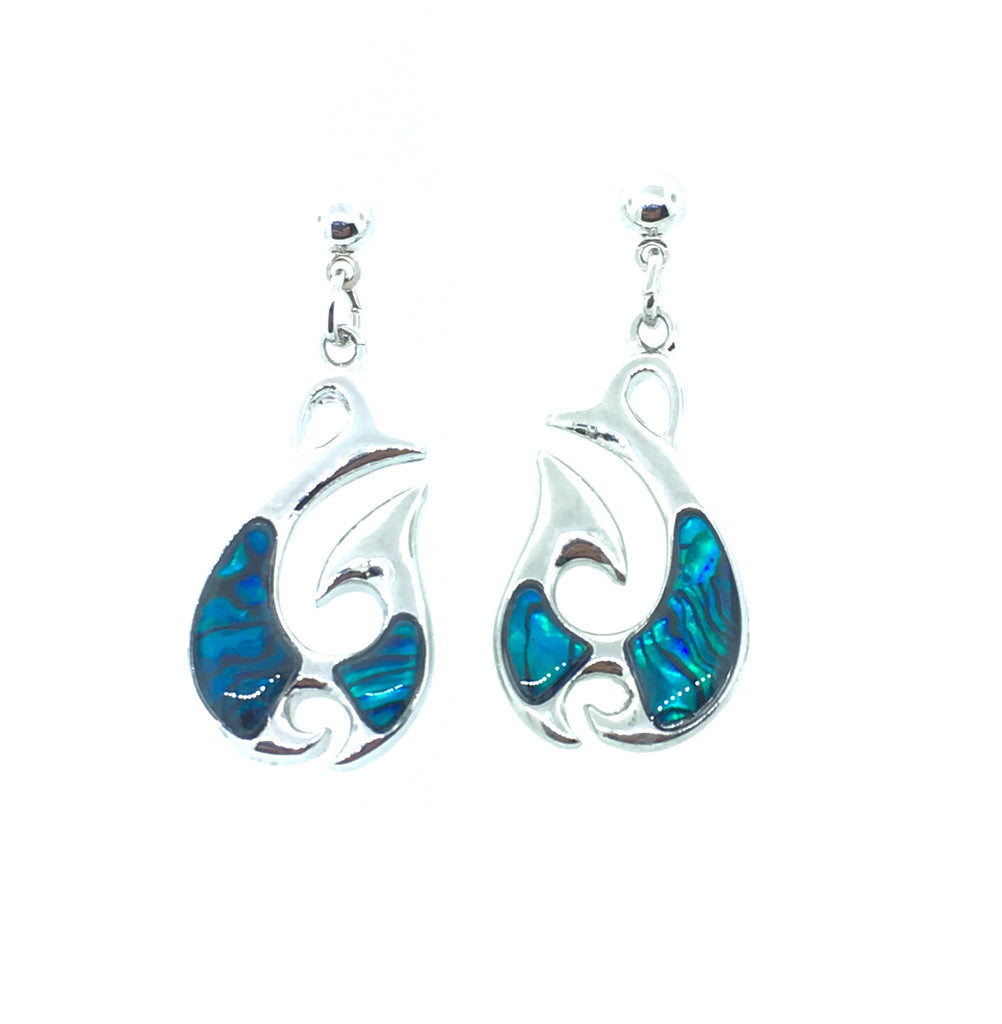 Abalone Shell Fish Hook Earrings – Blue Wave Abalone Shell Fish Hook Earrings – Blue Wave