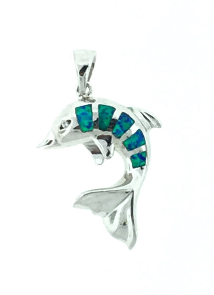 Silver and opal dolphin pendant