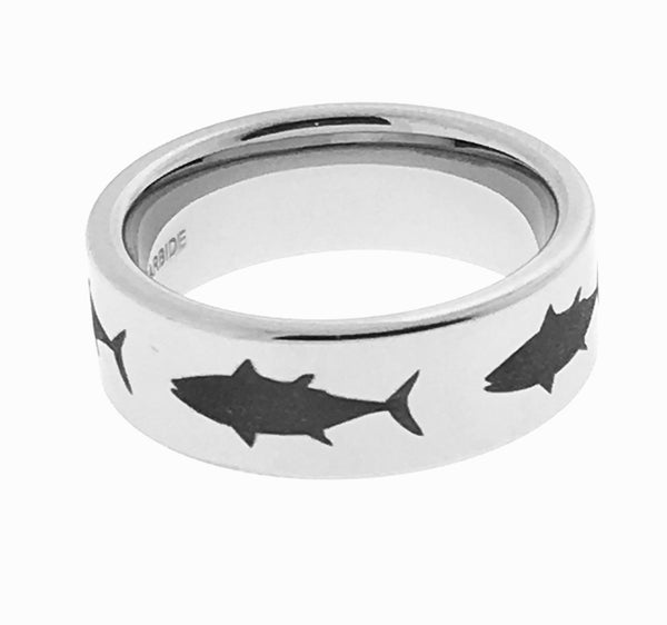 8MM Tungsten Engraved Tuna Ring