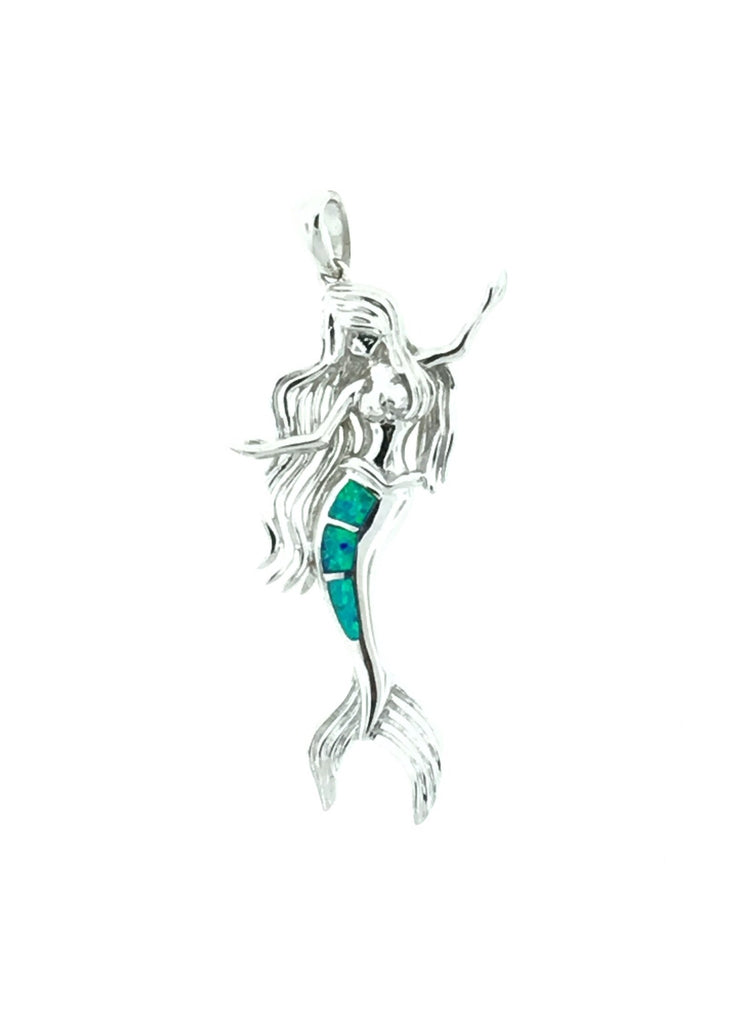 Silver and opal mermaid pendant