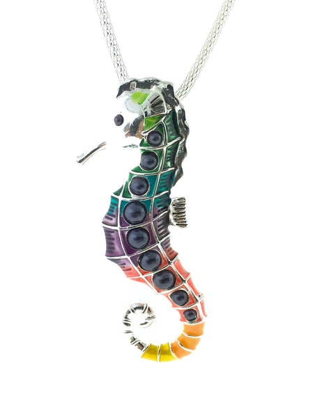 Multi colored sea horse necklace