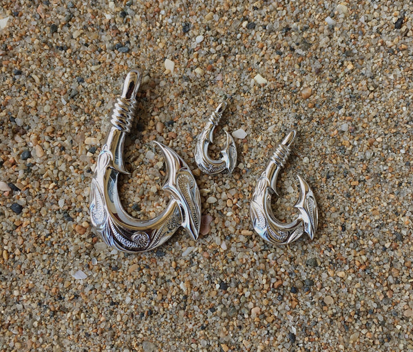 Small, medium, or large Hawaiian fish hook pendant