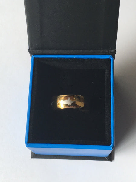 8MM Gold Tungsten Tuna Ring