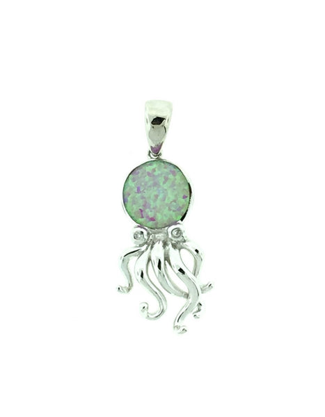 Silver and pink opal octopus pendant