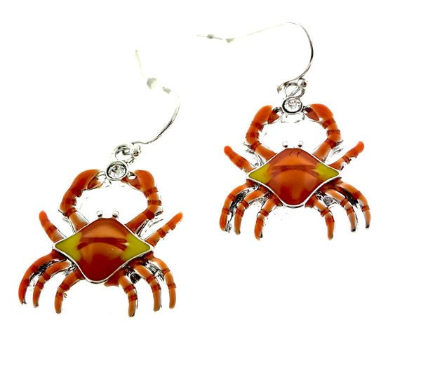 Enameled Crab Earrings