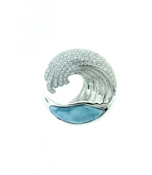 Larimar and Sterling Silver Wave Pendant