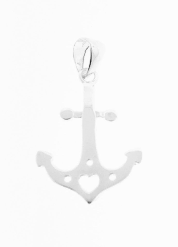 Silver heart anchor pendant