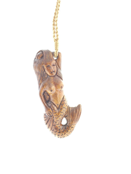 Hawaiian wood mermaid necklace