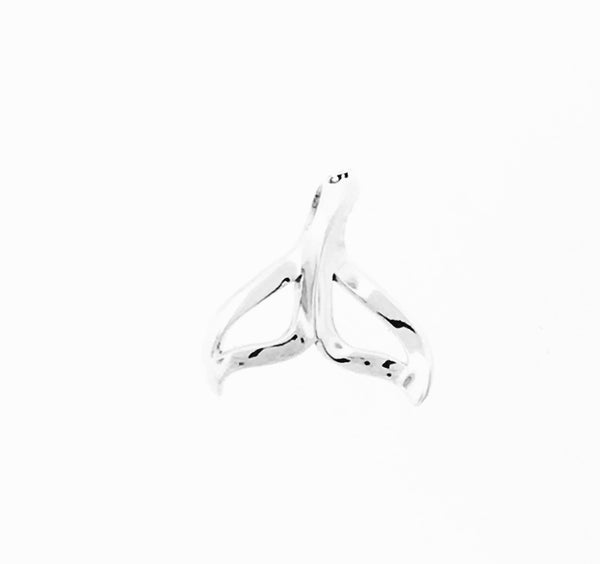 Sterling silver open outline whale tail pendant