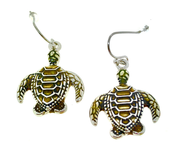 Enameled Turtle Earrings