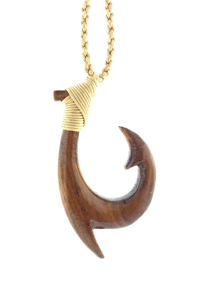 Hawaiian wood hook necklace – Blue Wave