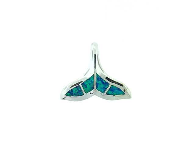 Silver and opal whale tail pendant