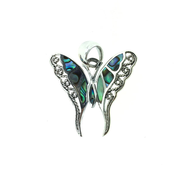 Sterling silver an Paua shell butterfly pendant
