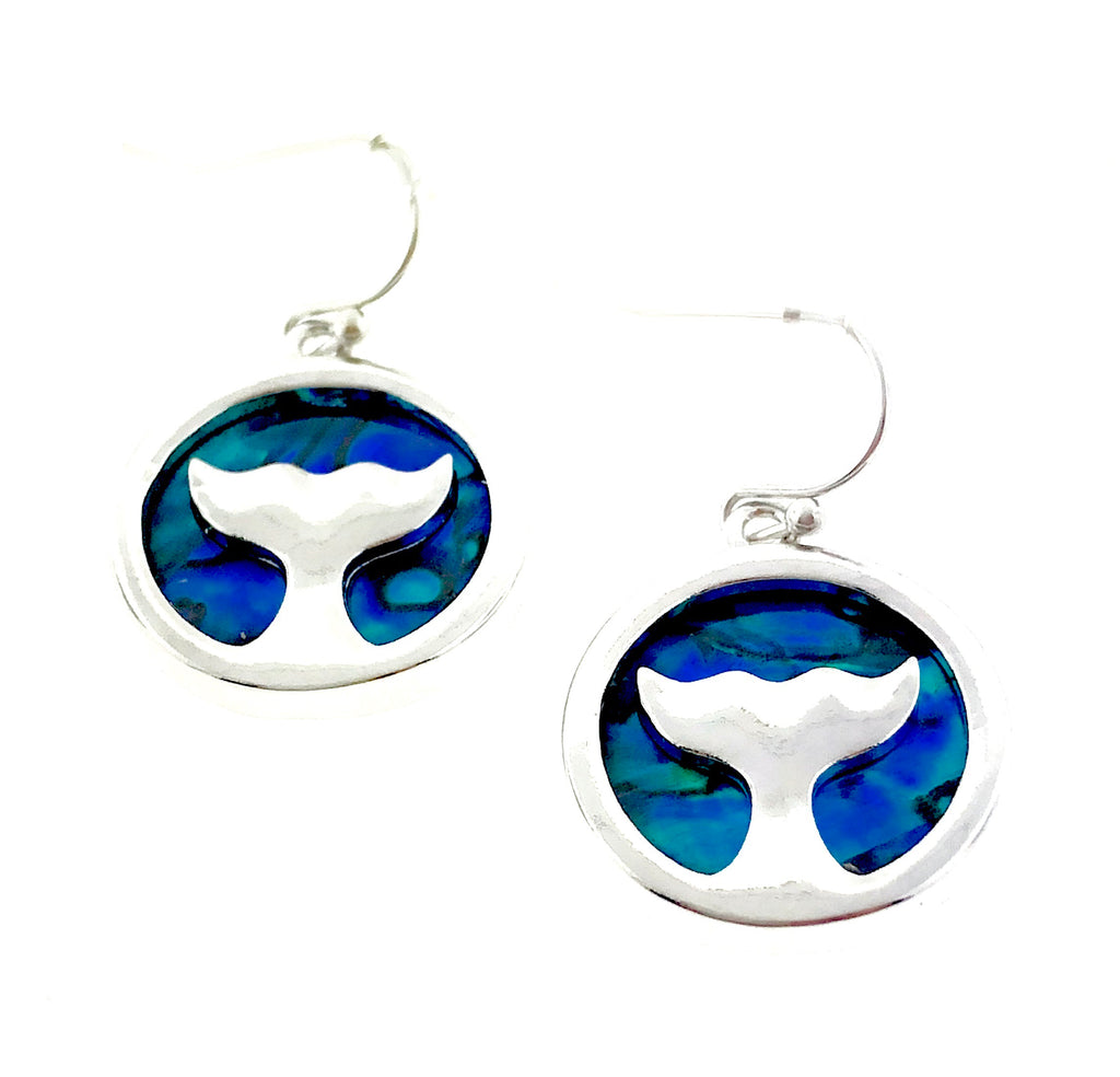 Abalone Whale Tail Earrings