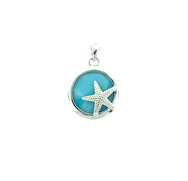 Larimar and Sterling Silver Starfish pendanr
