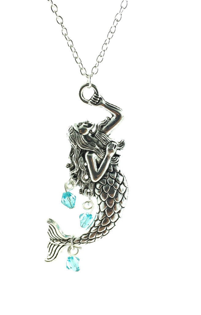 Mermaid necklace with aqua beads