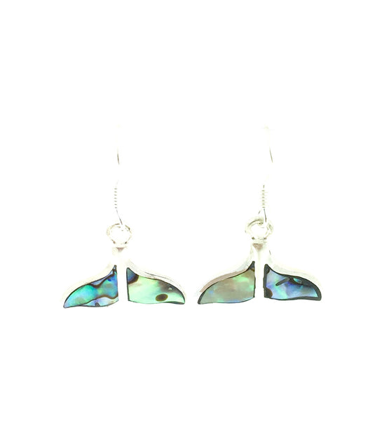 Silver Paua shell whale tail earrings